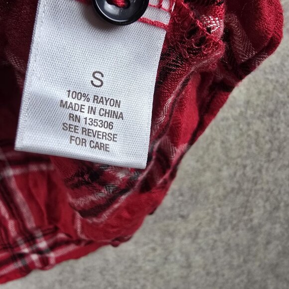 Established 1962 Red Rhinestone Plaid Button-Up Shirt Womens Small - Picture 5 of 8